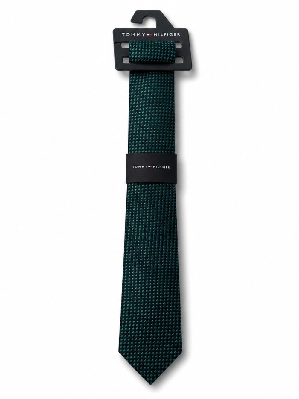 NWT Tommy Hilfiger Boys Green Textured Tie Holidays Christmas Classic Preppy